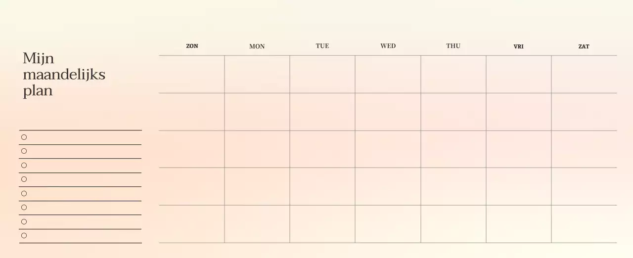 Minimalistische kalender met kleurverloop