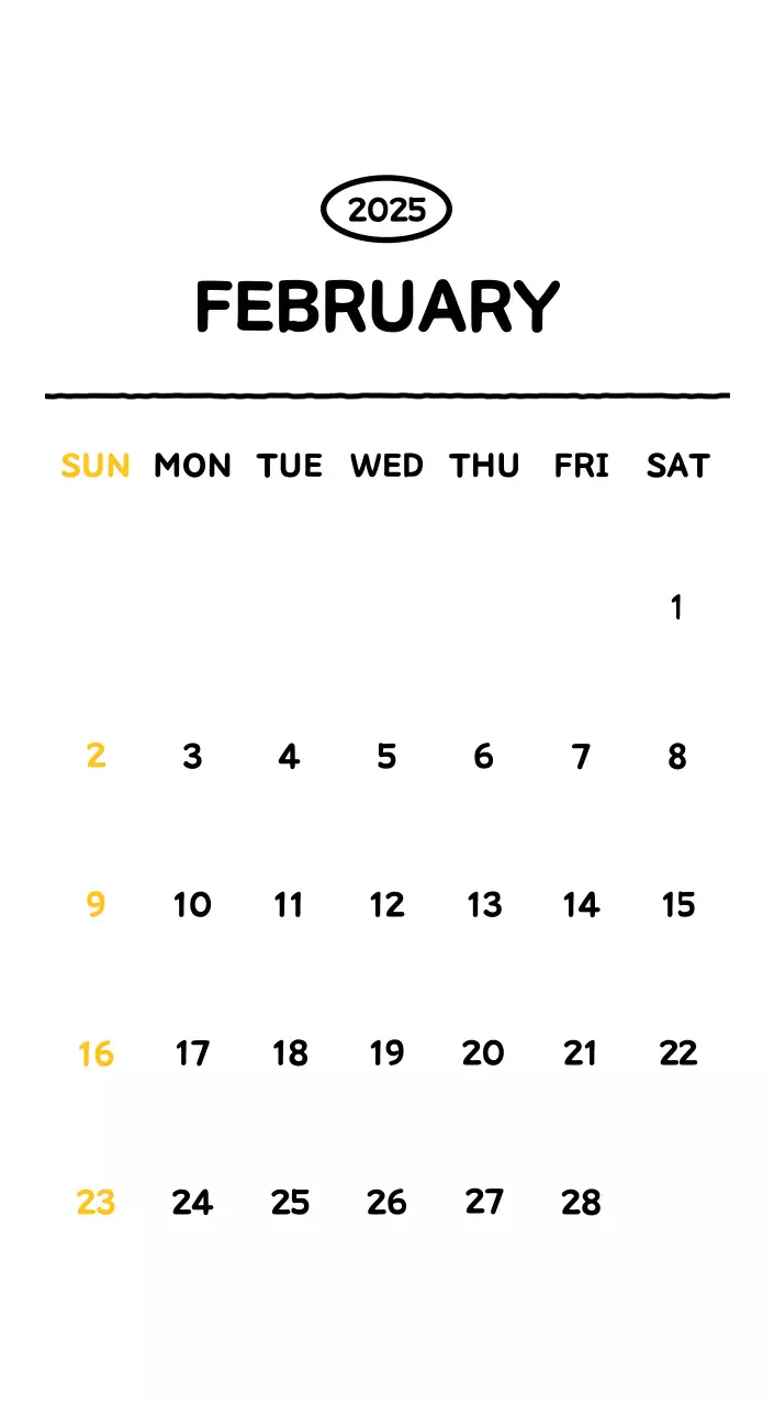 Illustrated calendar with a cute line style