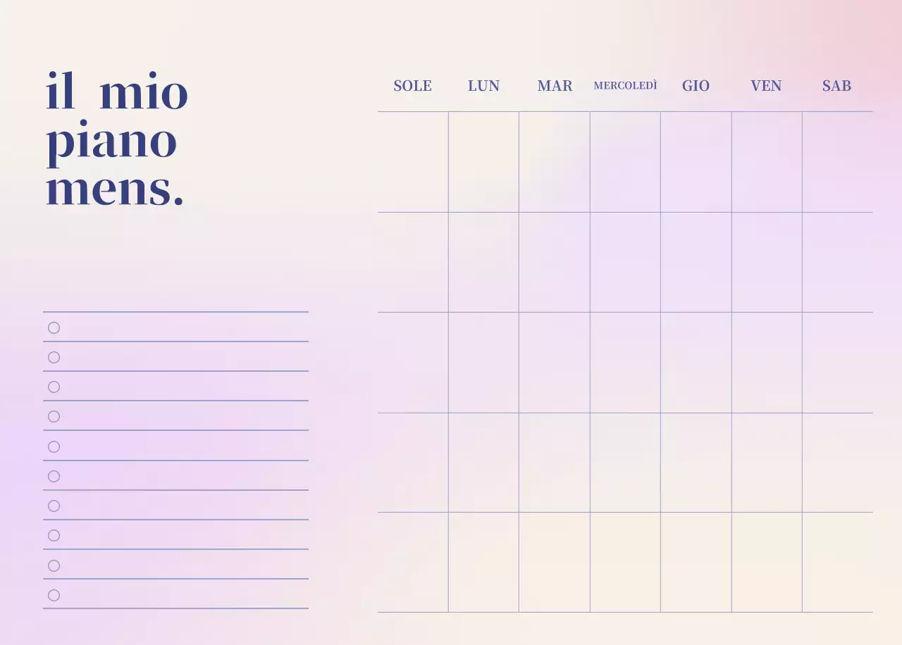Calendario minimalista a gradi