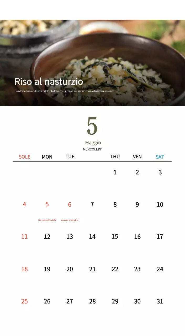 Calendario alimentare tradizionale beige