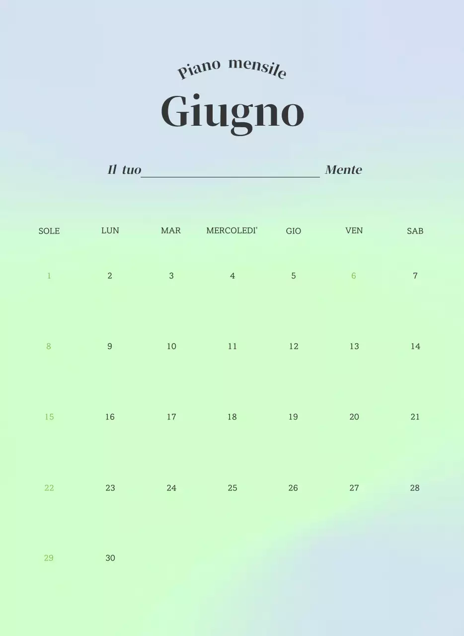 Calendario minimalista a gradi