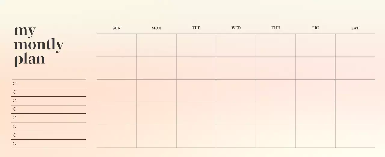 Gradient Minimalist Calendar