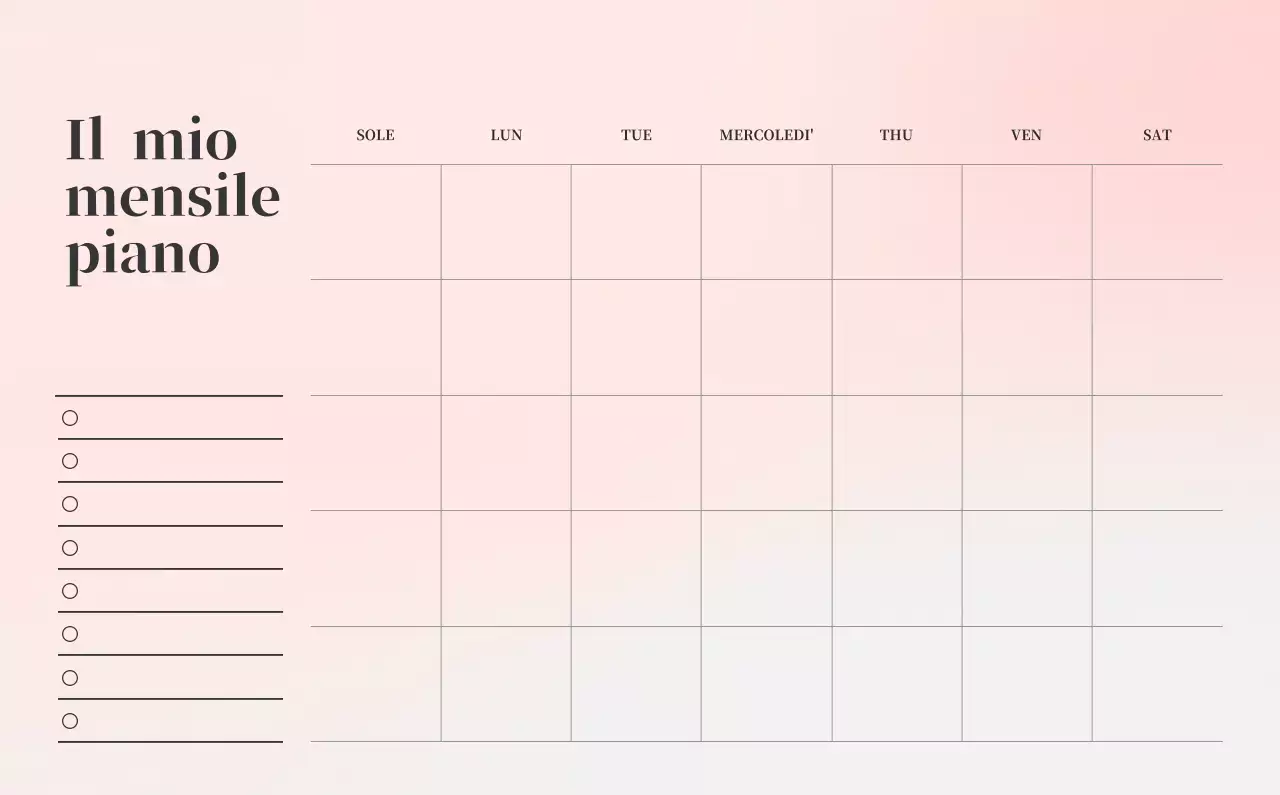 Calendario minimalista a gradi