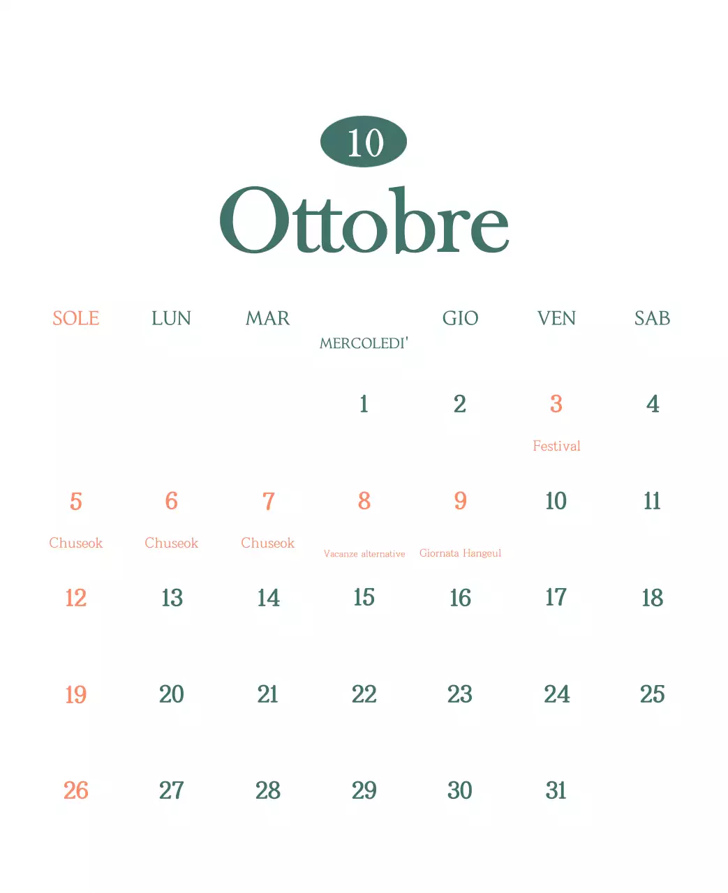 Un moderno calendario dei caffè con i consigli per la bevanda del mese