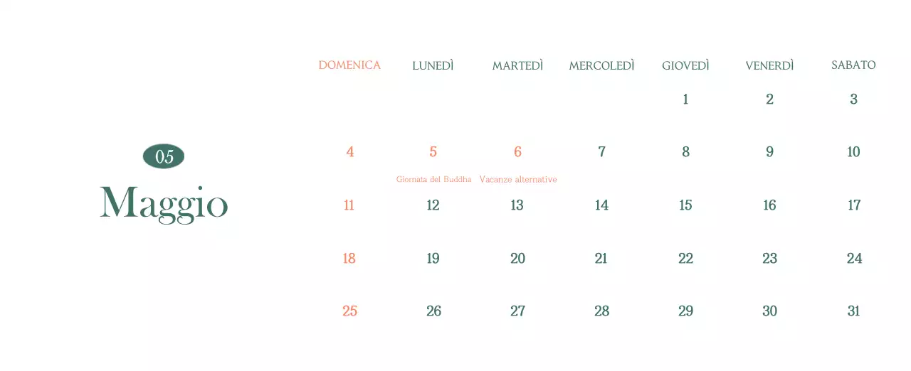 Un moderno calendario dei caffè con i consigli per la bevanda del mese