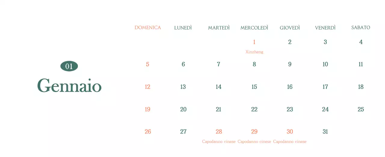 Un moderno calendario dei caffè con i consigli per la bevanda del mese