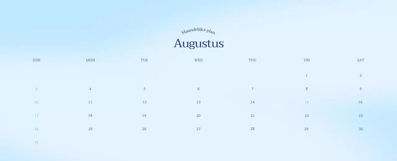 Minimalistische kalender met kleurverloop