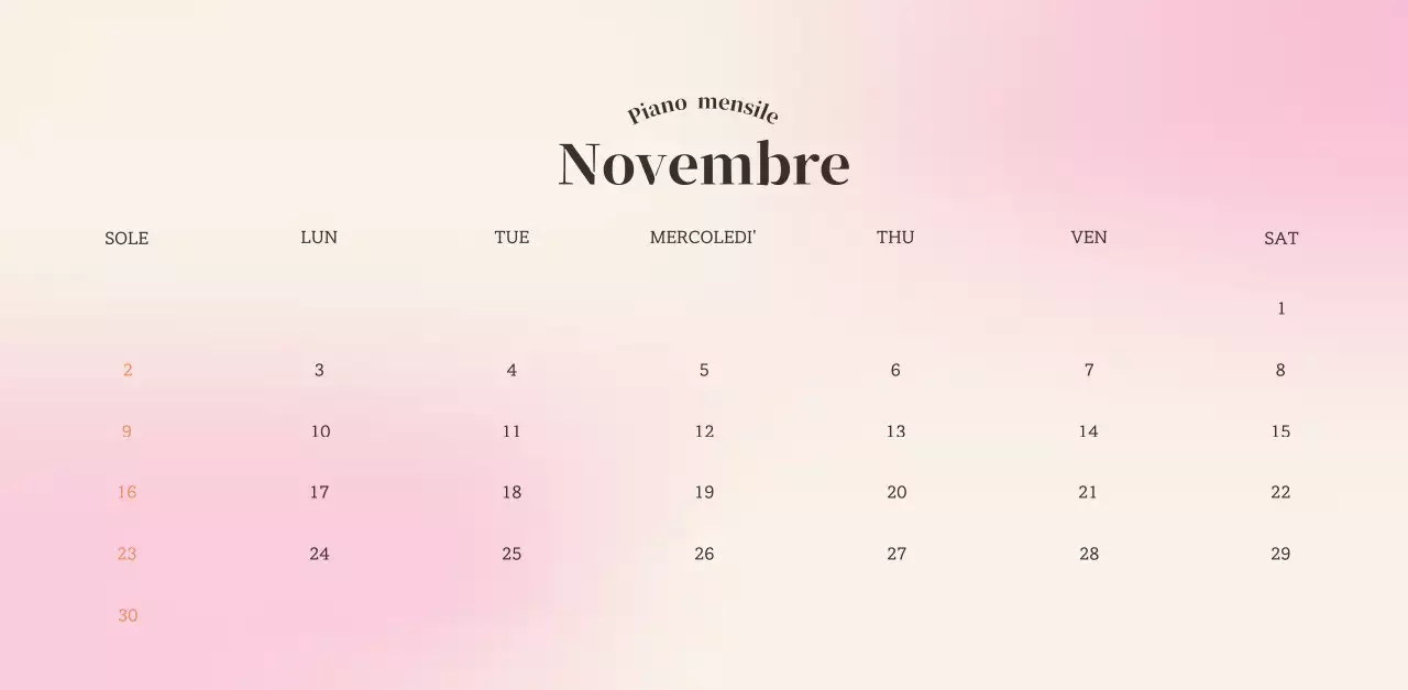 Calendario minimalista a gradi