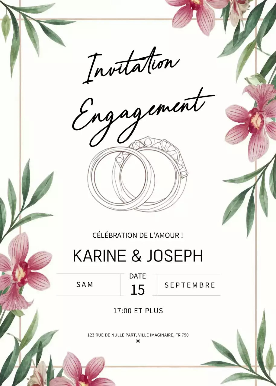 Invitation de fiançailles élégante et blanche
