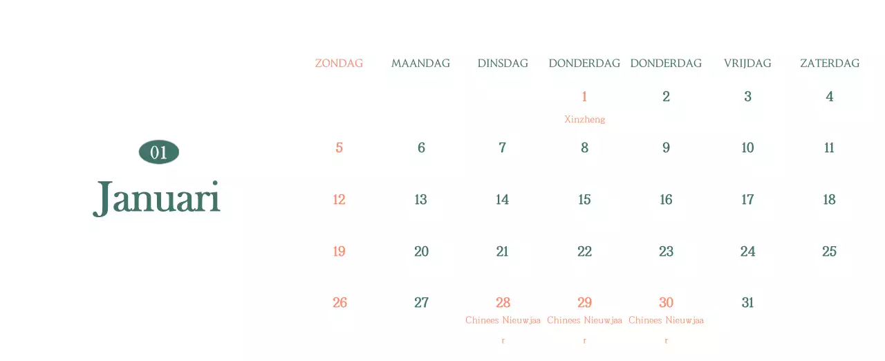 Een moderne cafékalender met aanbevelingen voor de drank van de maand