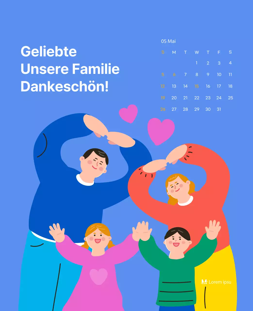 Motivationskalender mit energiegeladenen Illustrationen und positiven Zitaten auf hellblauem Hintergrund