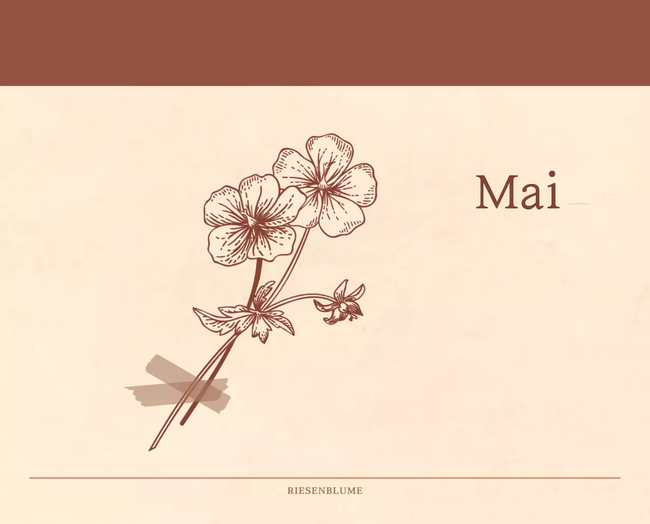 Ein sentimentaler Blumenkalender in hellbraunem und braunem Wollpapierkonzept