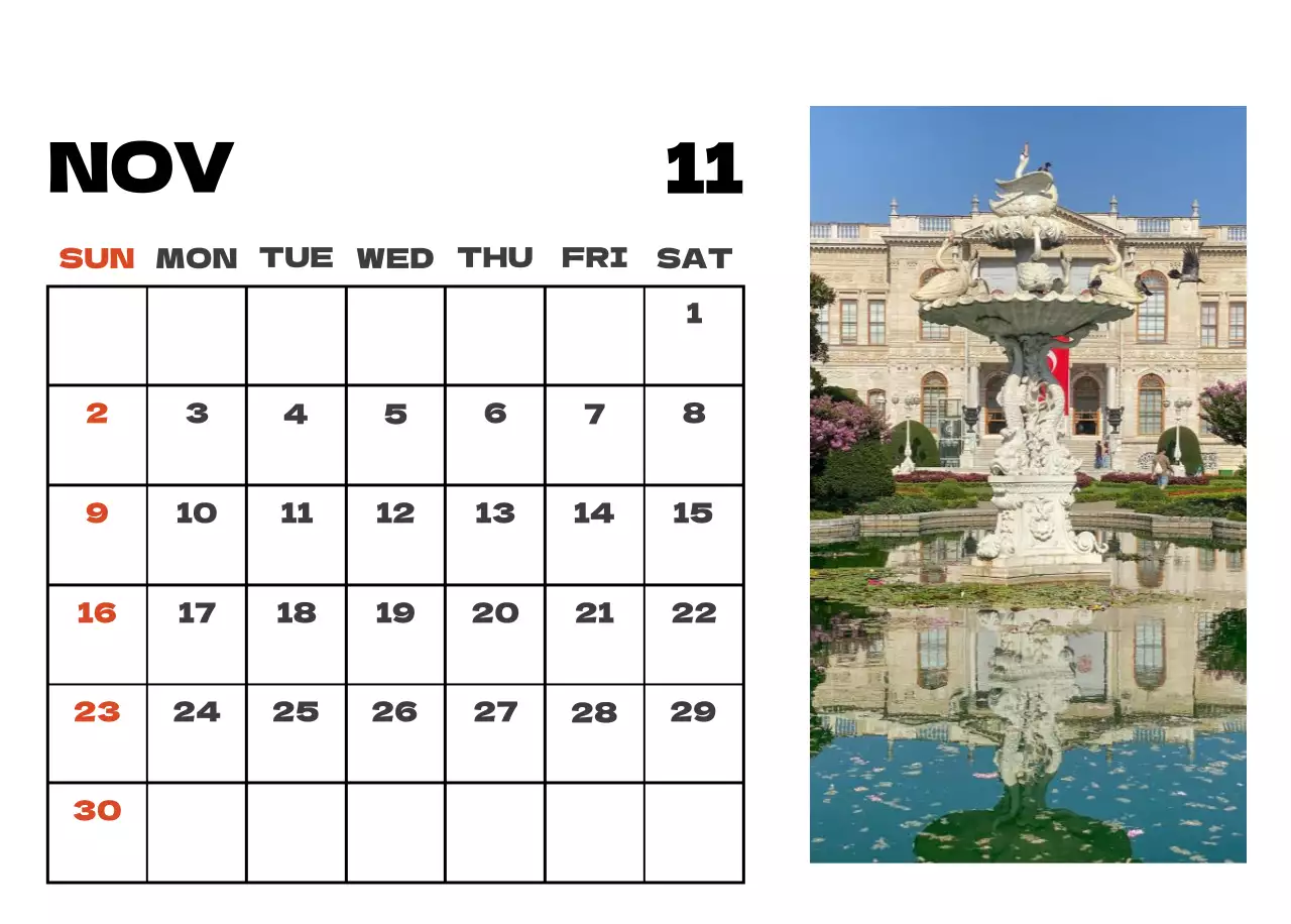 Sky photo clean calendar