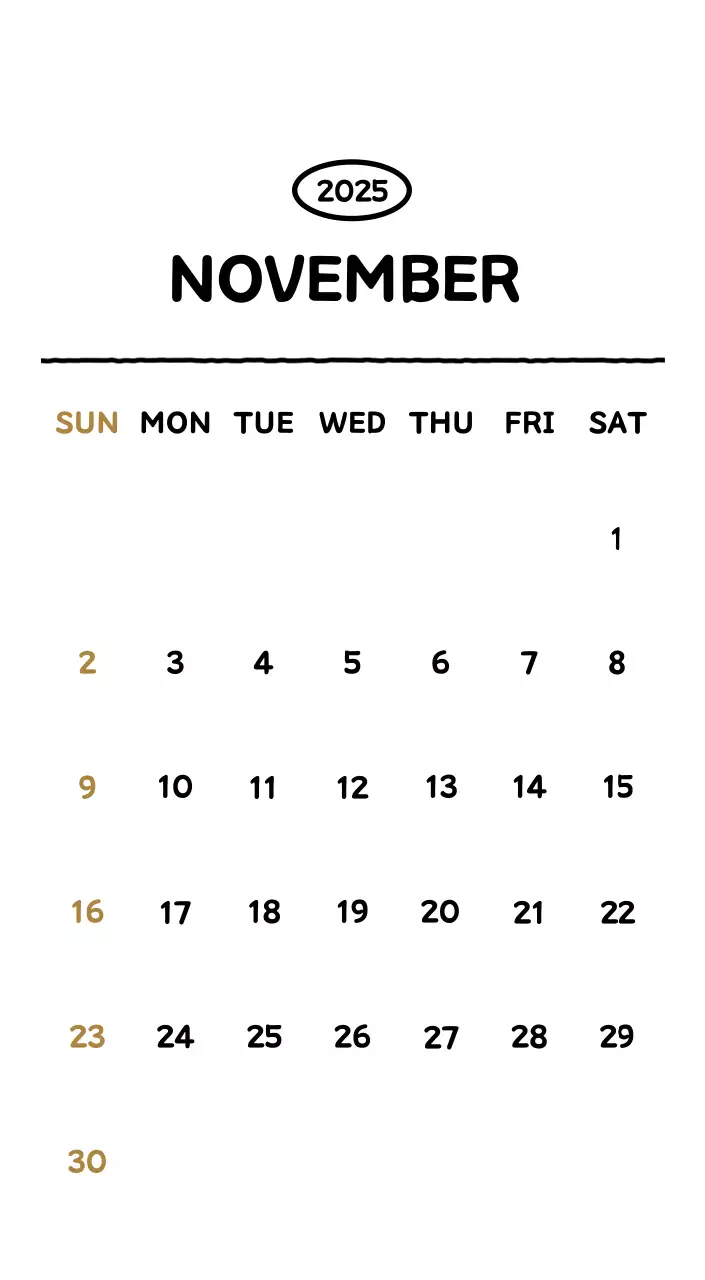 Illustrated calendar with a cute line style