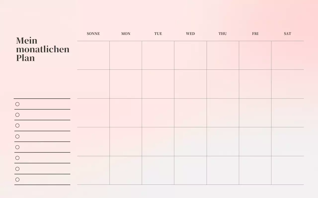 Minimalistischer Kalender mit Farbverlauf