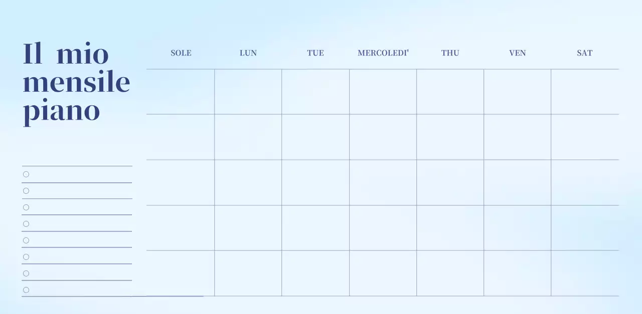 Calendario minimalista a gradi