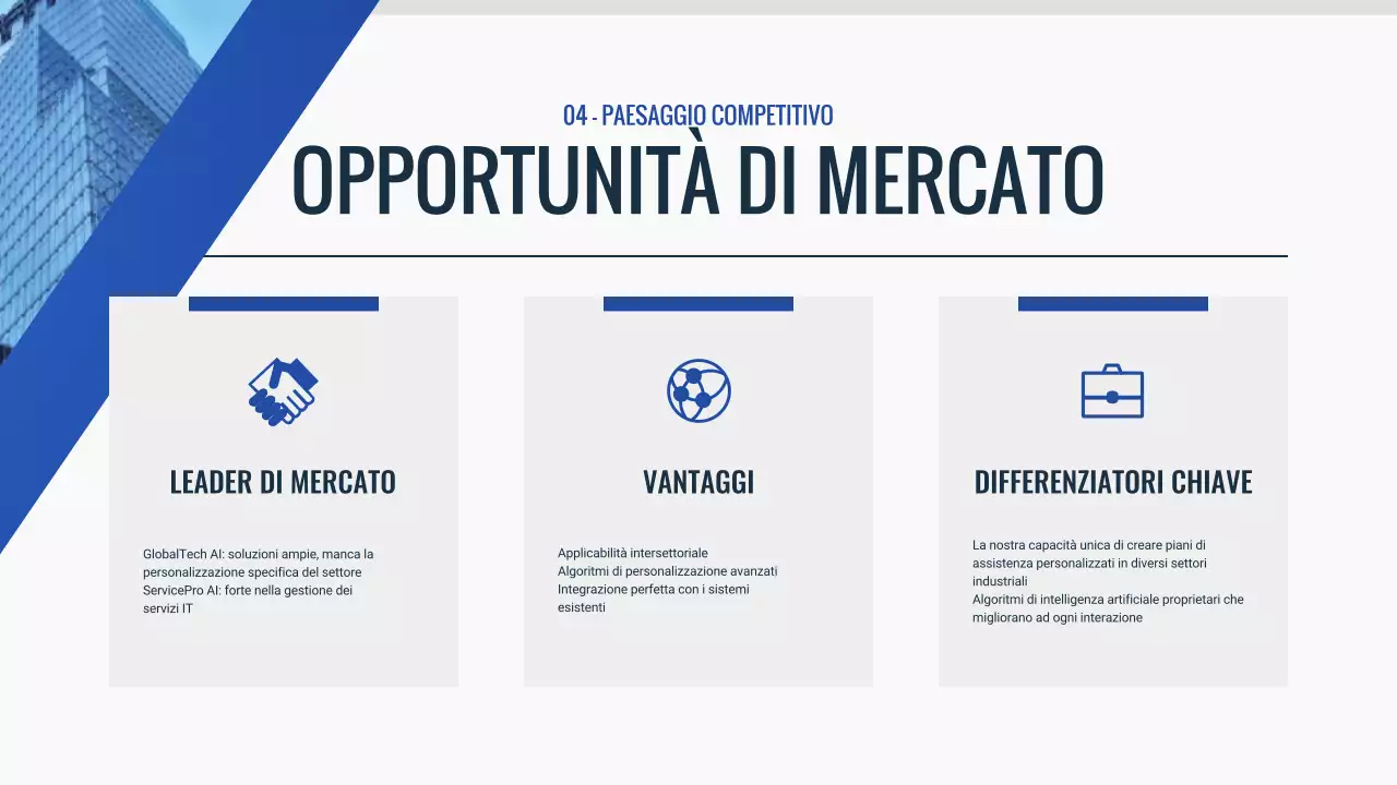 documento pitch deck blu moderno