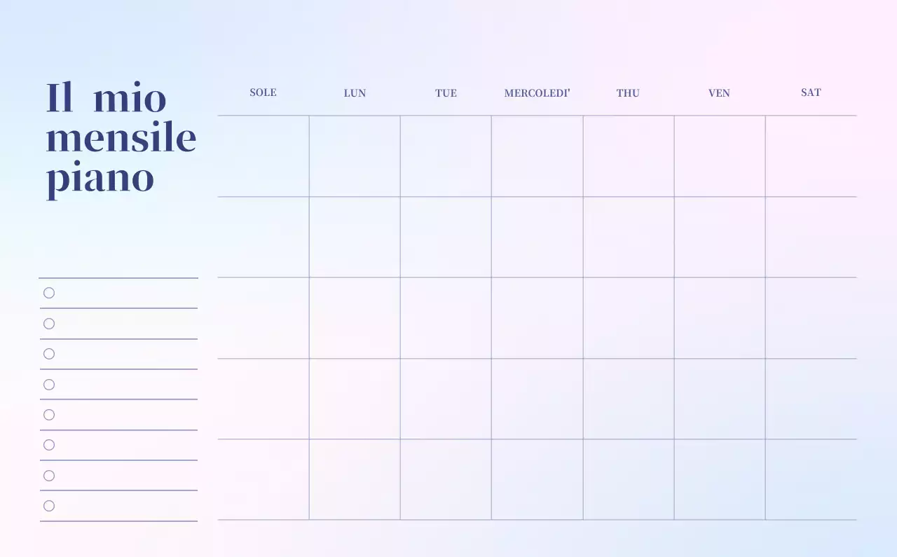 Calendario minimalista a gradi