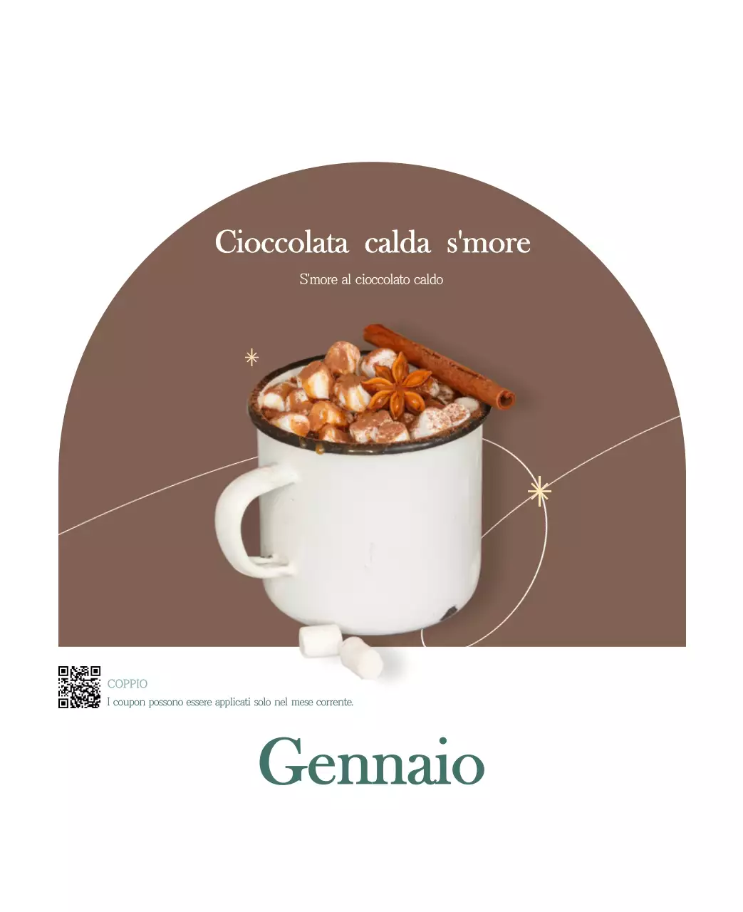 Un moderno calendario dei caffè con i consigli per la bevanda del mese