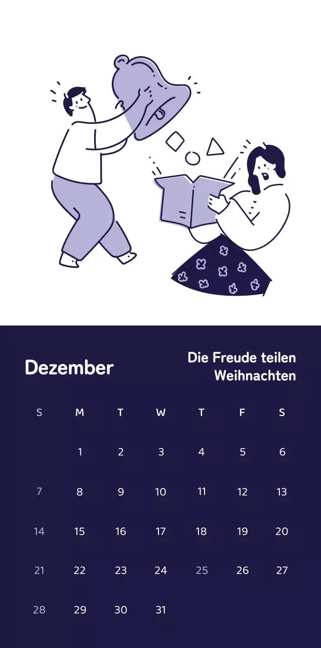 Kalender mit farbenfrohen und emotionalen Illustrationen