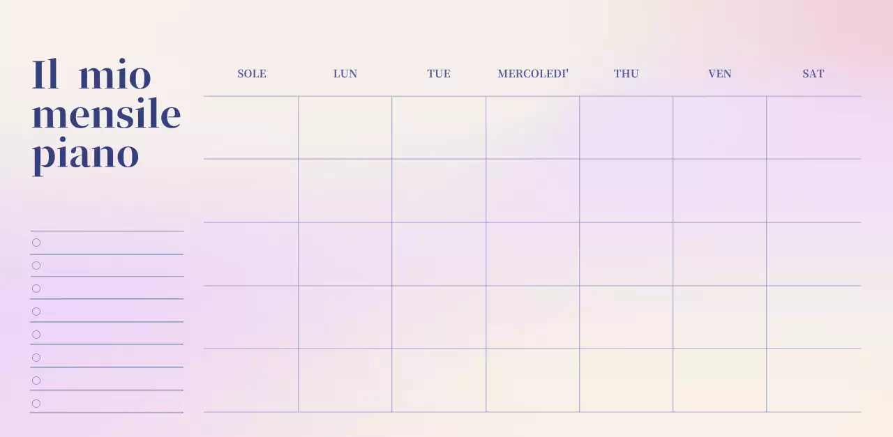 Calendario minimalista a gradi