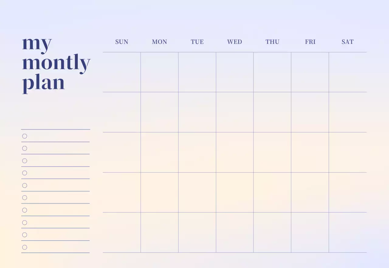 Gradient Minimalist Calendar