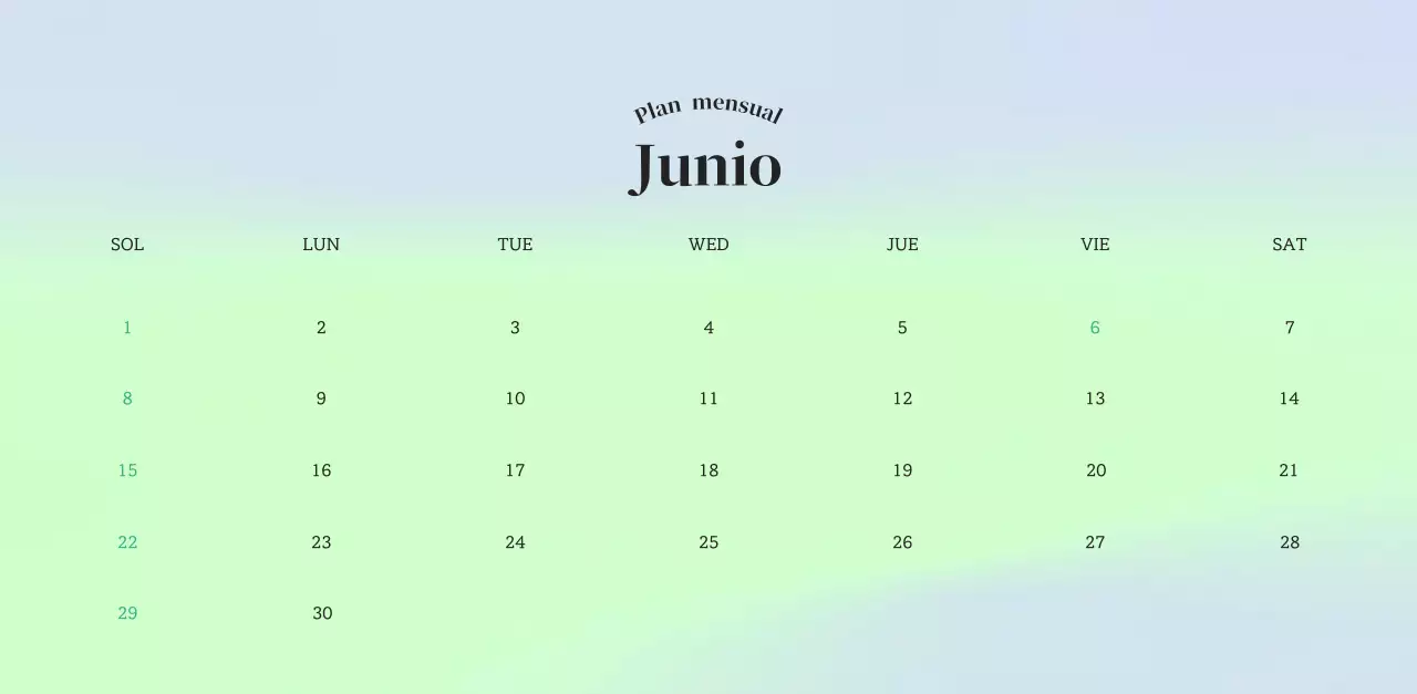Calendario minimalista degradado