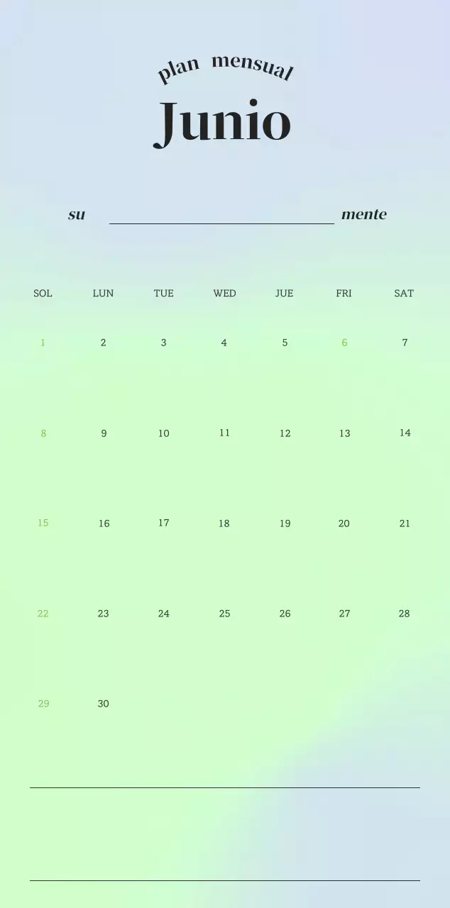 Calendario minimalista degradado