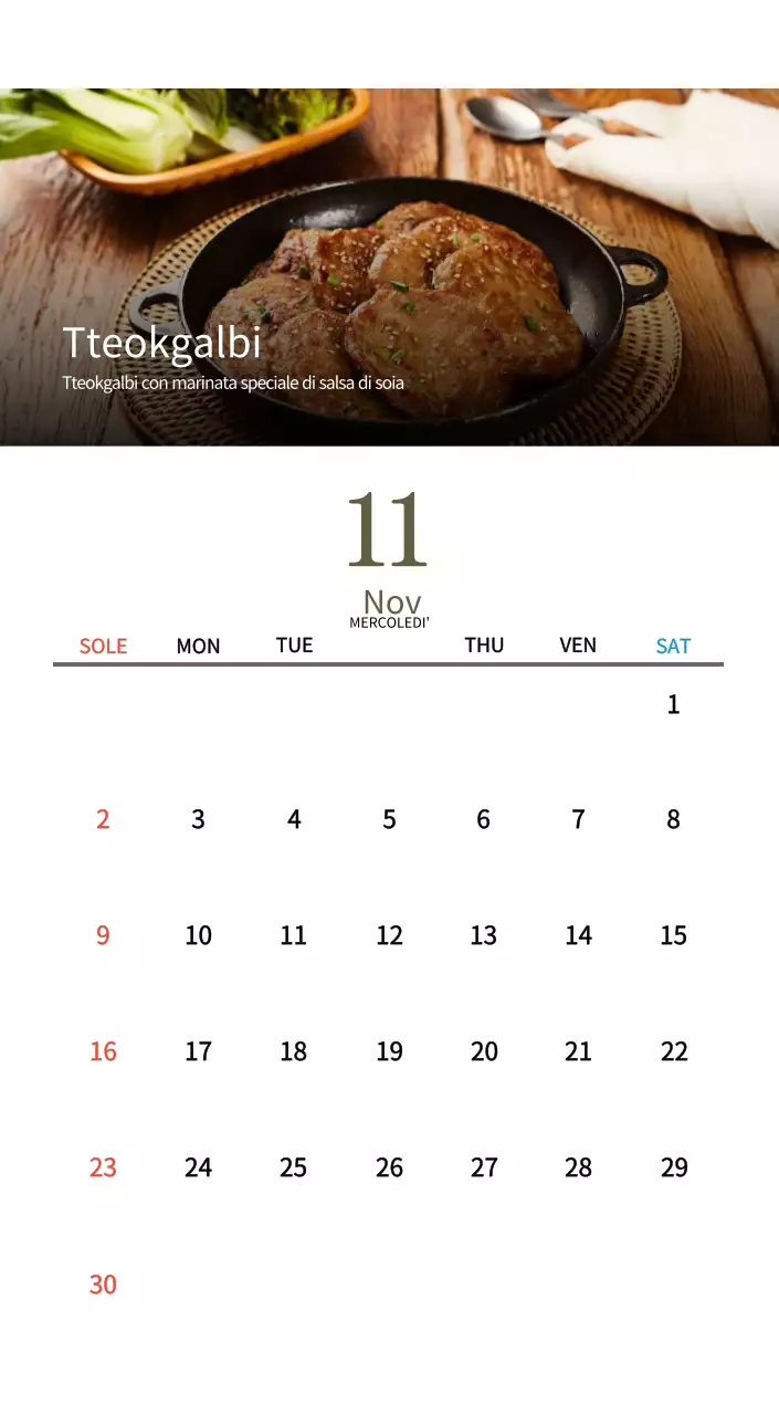 Calendario alimentare tradizionale beige