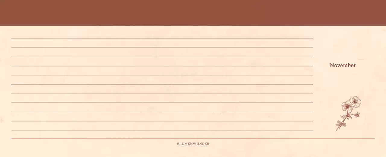 Ein sentimentaler Blumenkalender in hellbraunem und braunem Wollpapierkonzept