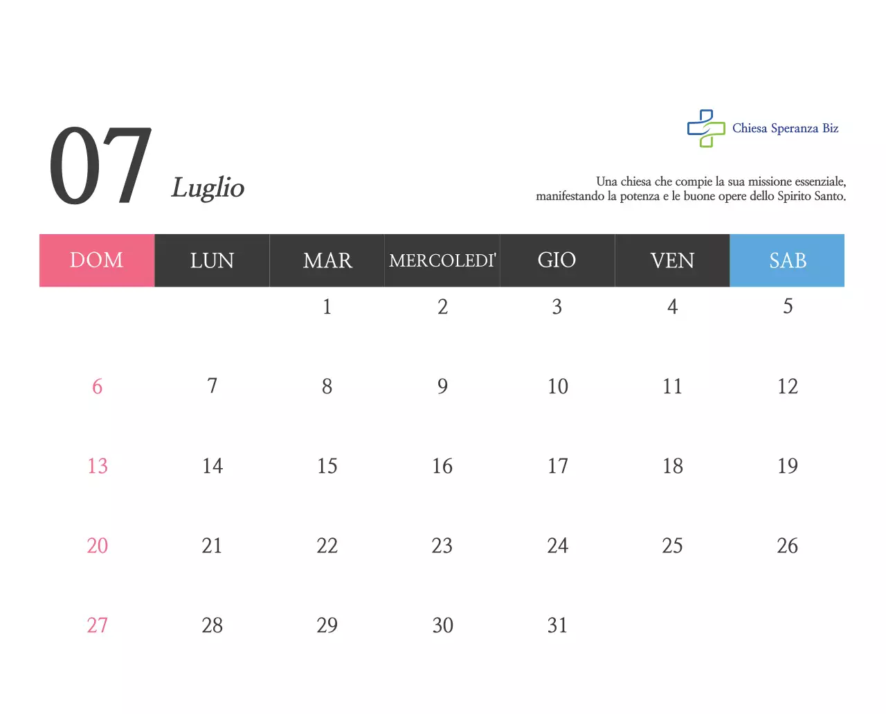 Promozione della chiesa biblica in calligrafia semplice