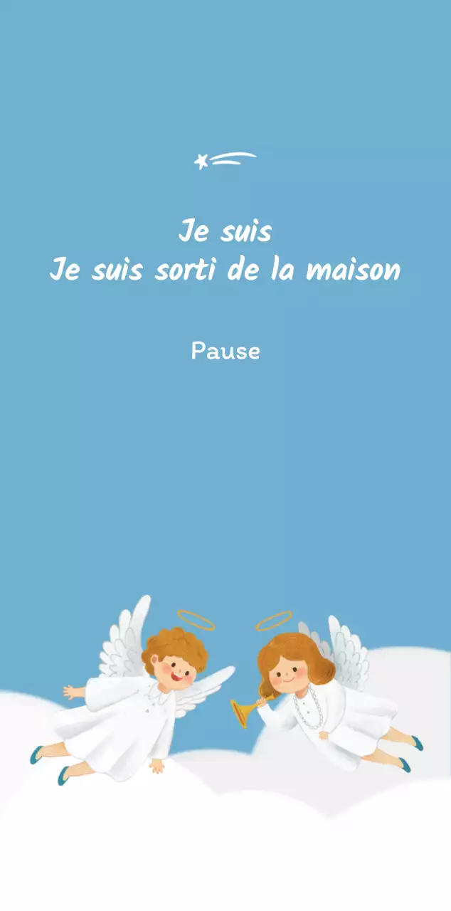 Un calendrier dévotionnel avec des illustrations douces et des versets bibliques sur un fond bleu clair.