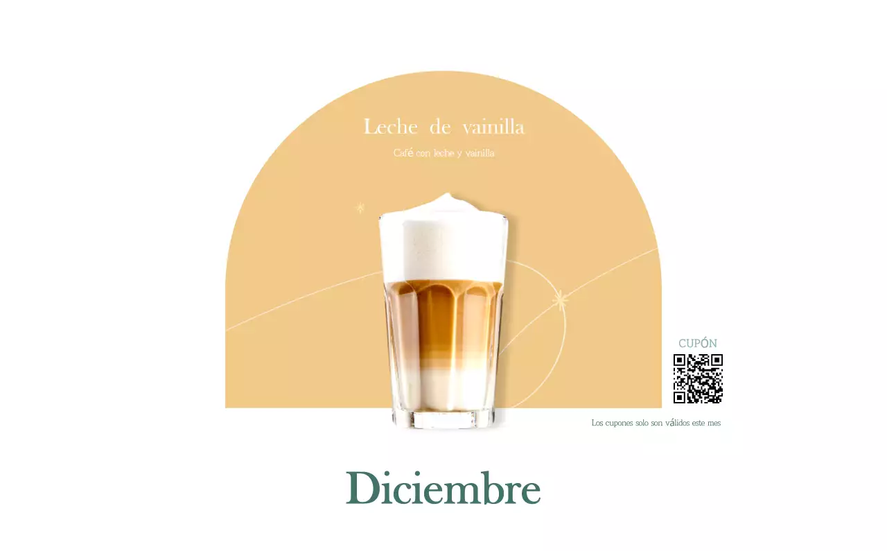 Un moderno calendario de cafeterías con recomendaciones para la bebida del mes