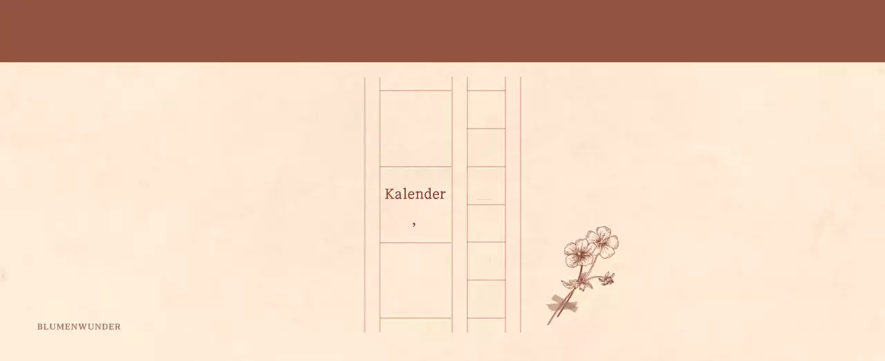 Ein sentimentaler Blumenkalender in hellbraunem und braunem Wollpapierkonzept