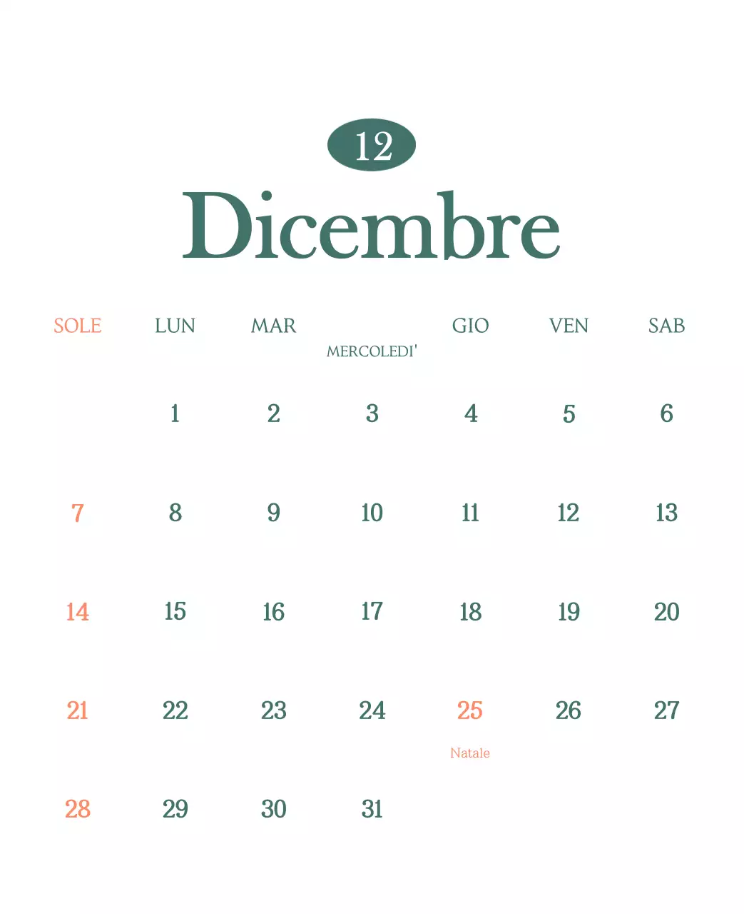 Un moderno calendario dei caffè con i consigli per la bevanda del mese