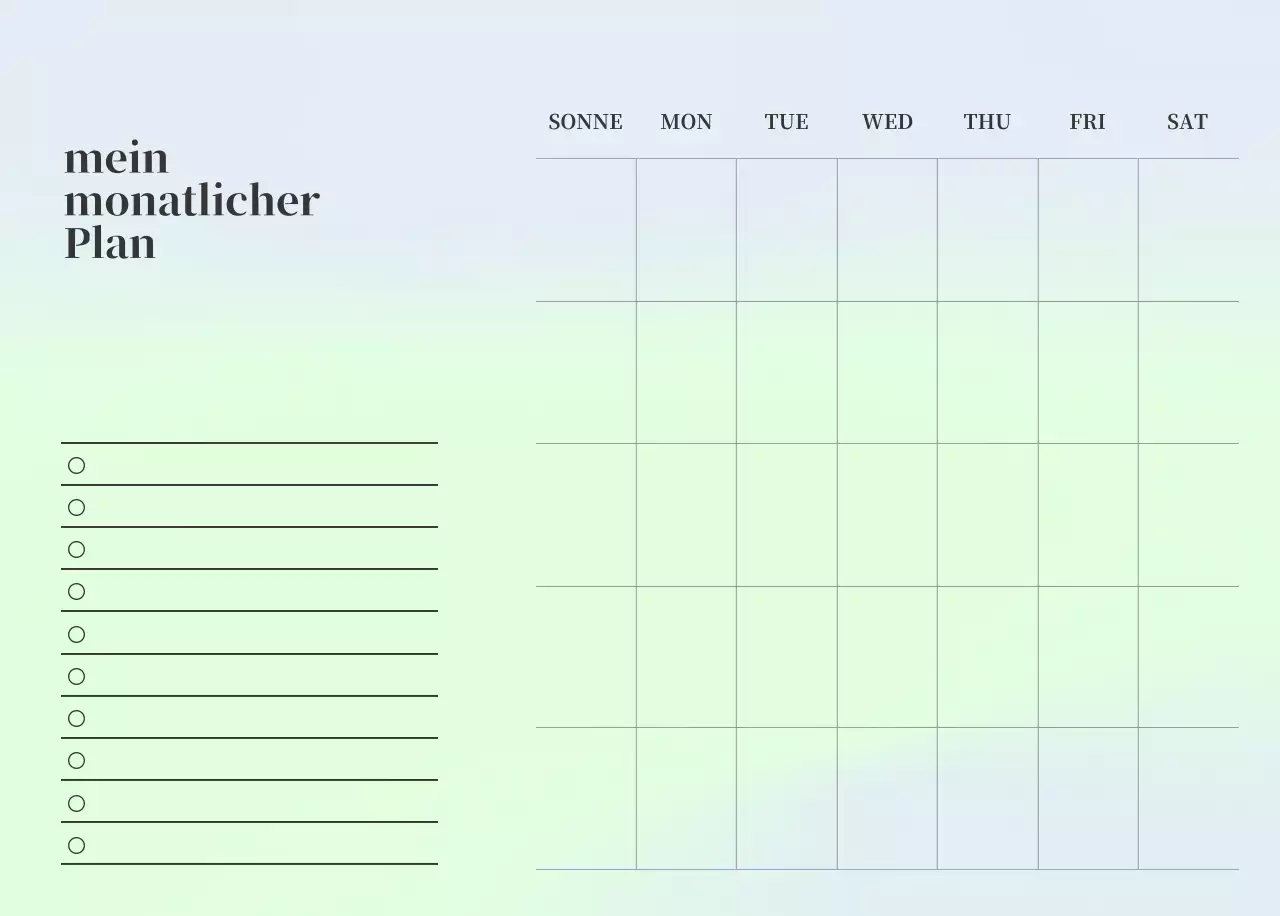Minimalistischer Kalender mit Farbverlauf
