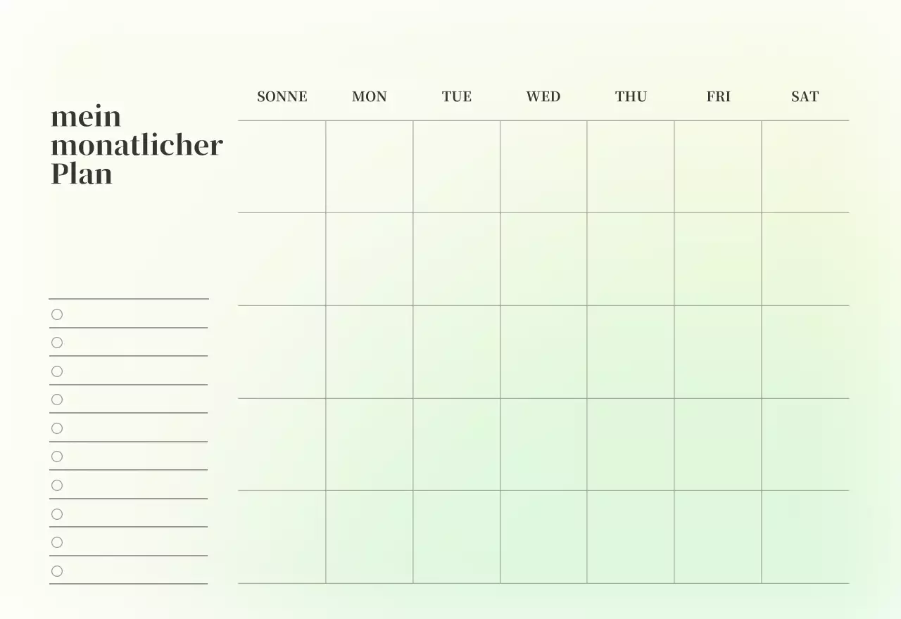 Minimalistischer Kalender mit Farbverlauf