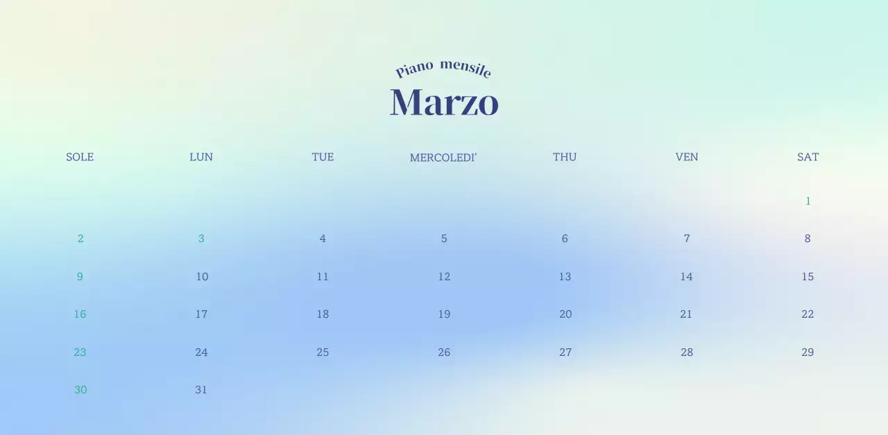 Calendario minimalista a gradi