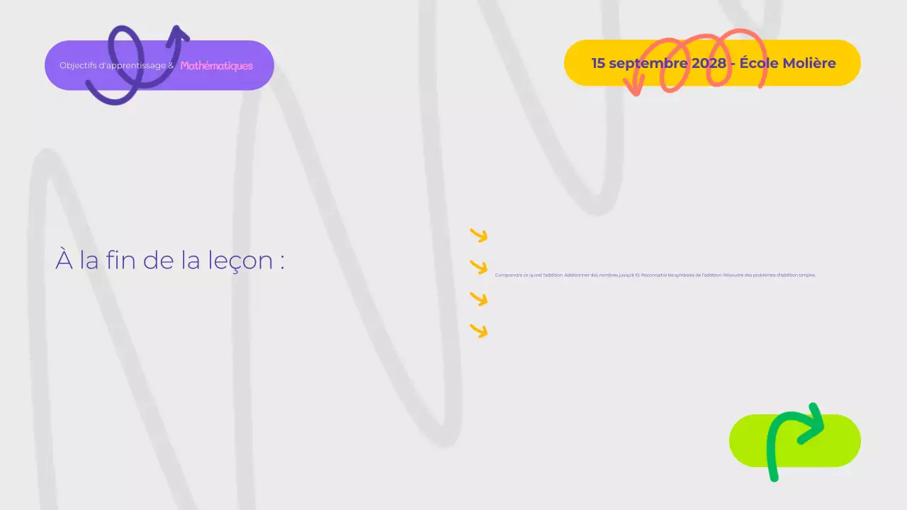 Présentation ludique de cours de mathématiques en violet