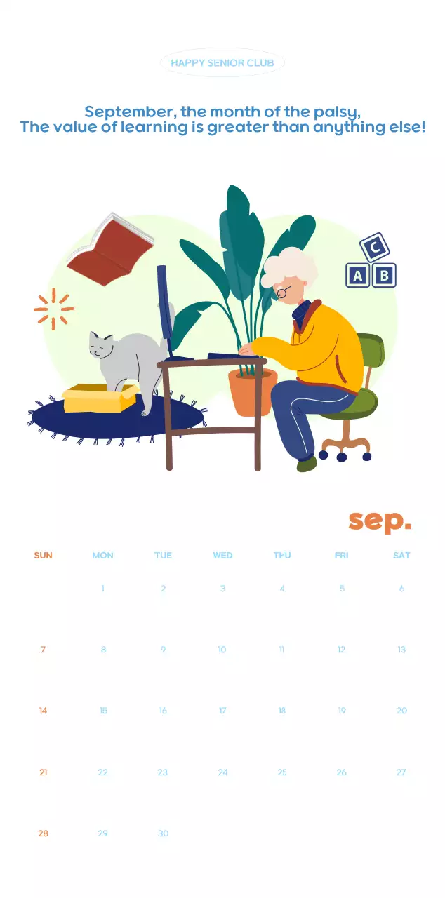 Business calendar with cute illustrations