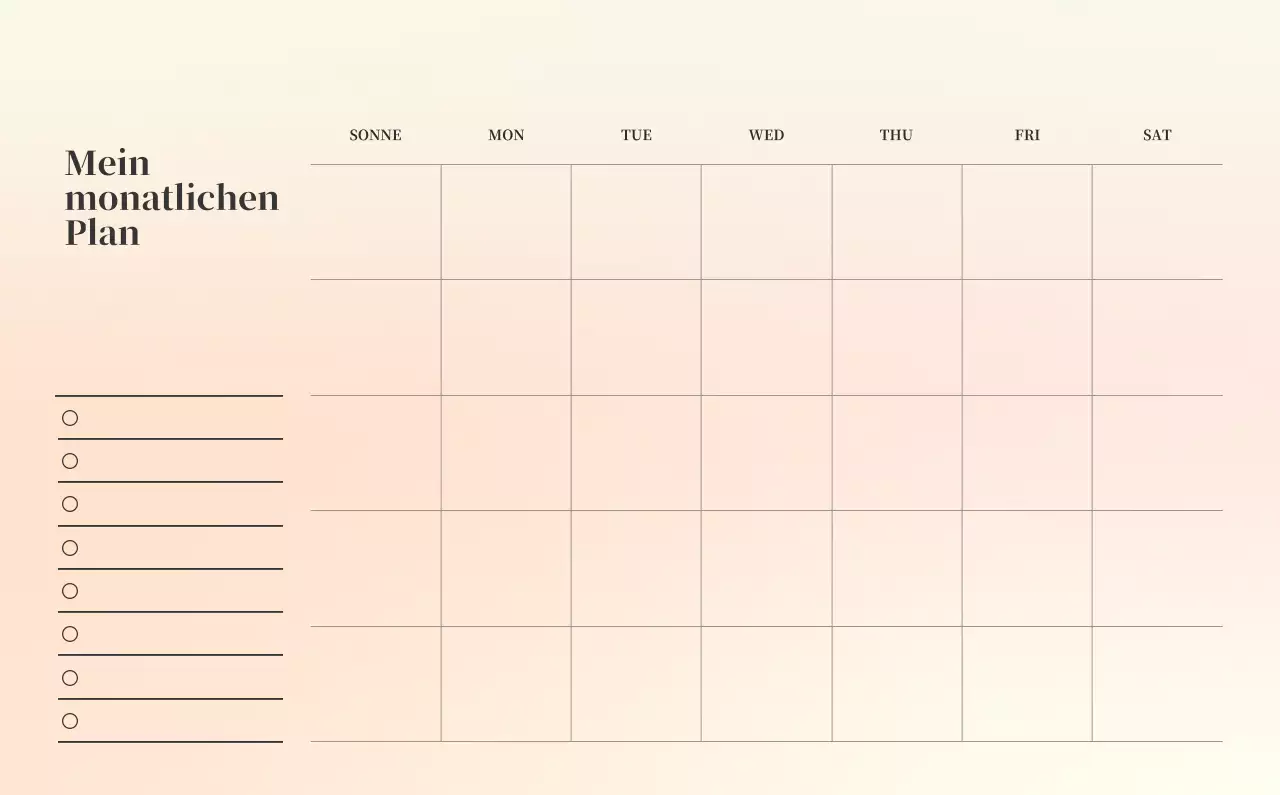 Minimalistischer Kalender mit Farbverlauf