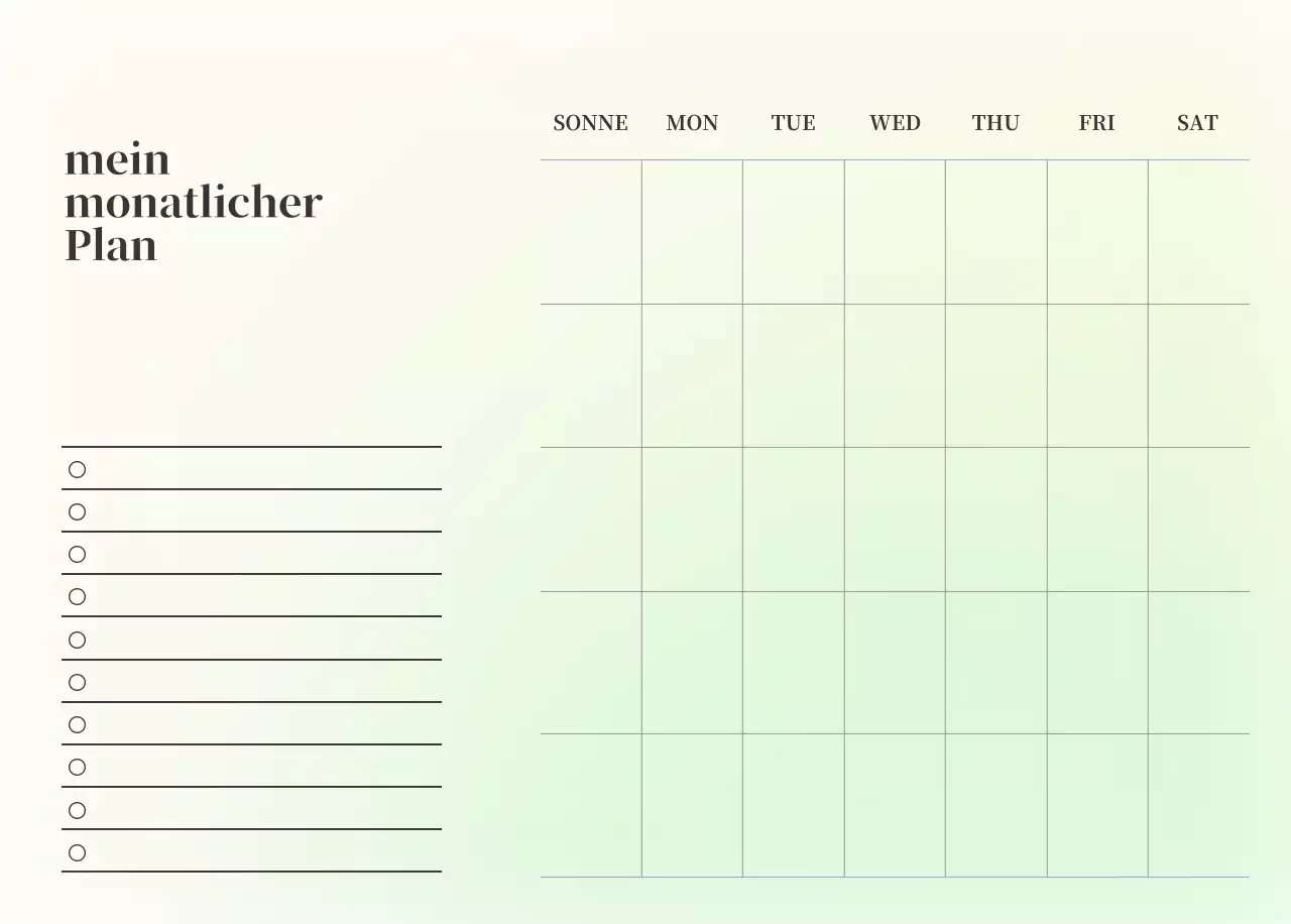 Minimalistischer Kalender mit Farbverlauf