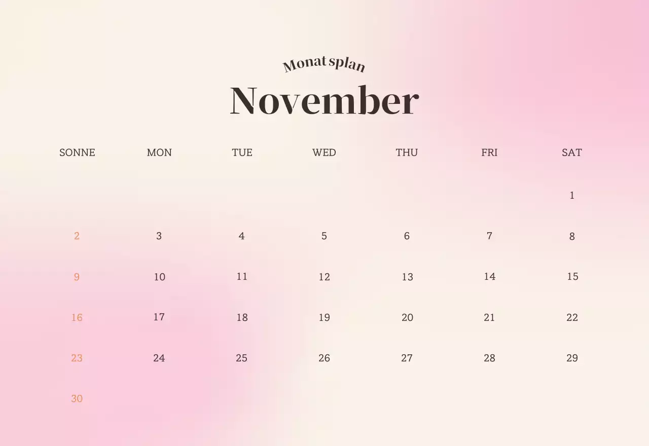 Minimalistischer Kalender mit Farbverlauf
