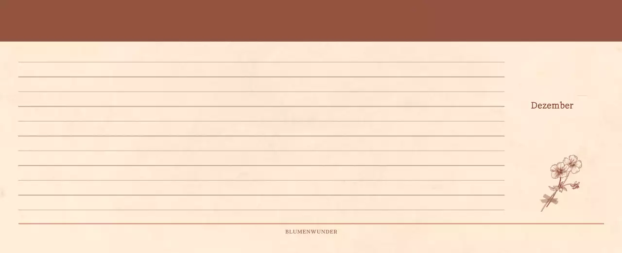 Ein sentimentaler Blumenkalender in hellbraunem und braunem Wollpapierkonzept