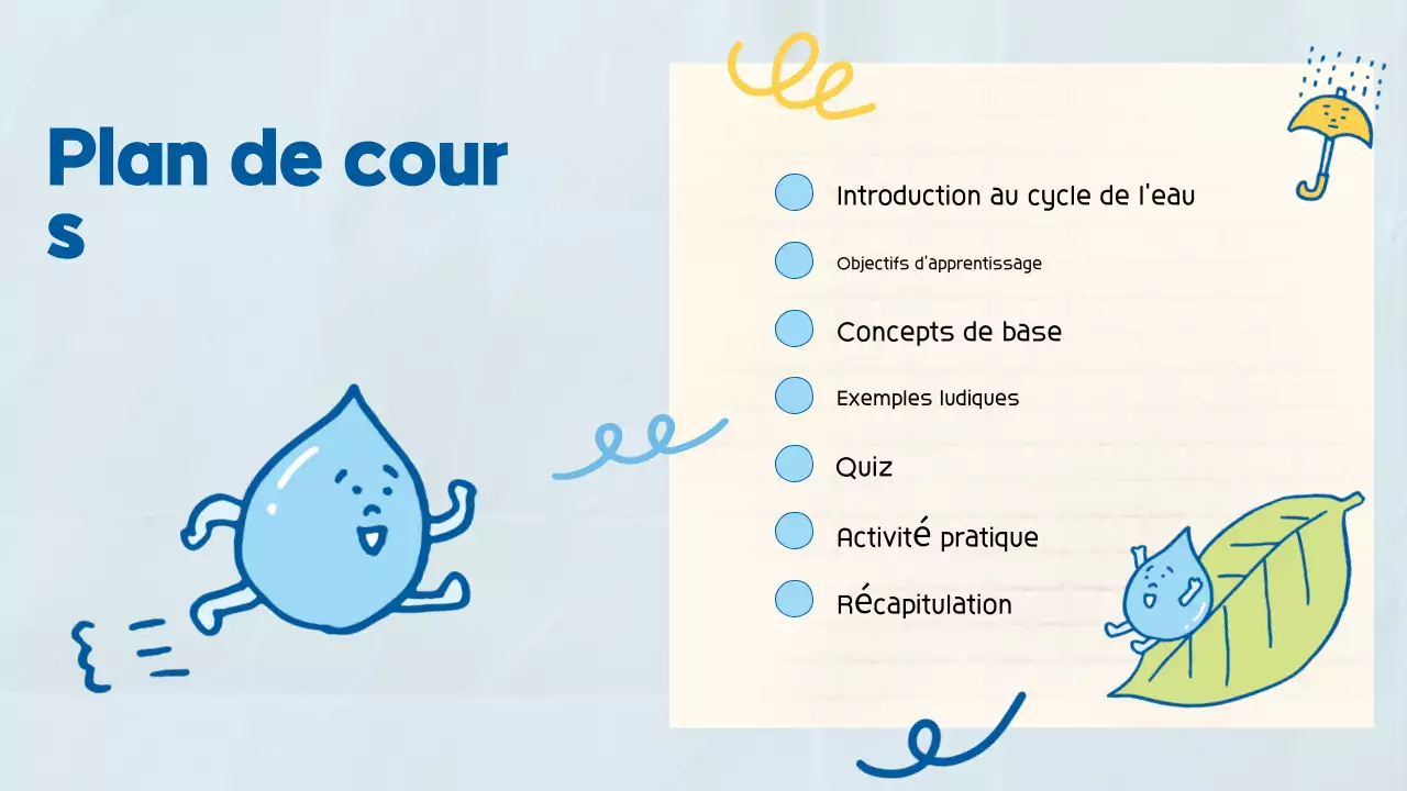 Présentation de cours de sciences en bleu, mignon et ludique pour les élèves