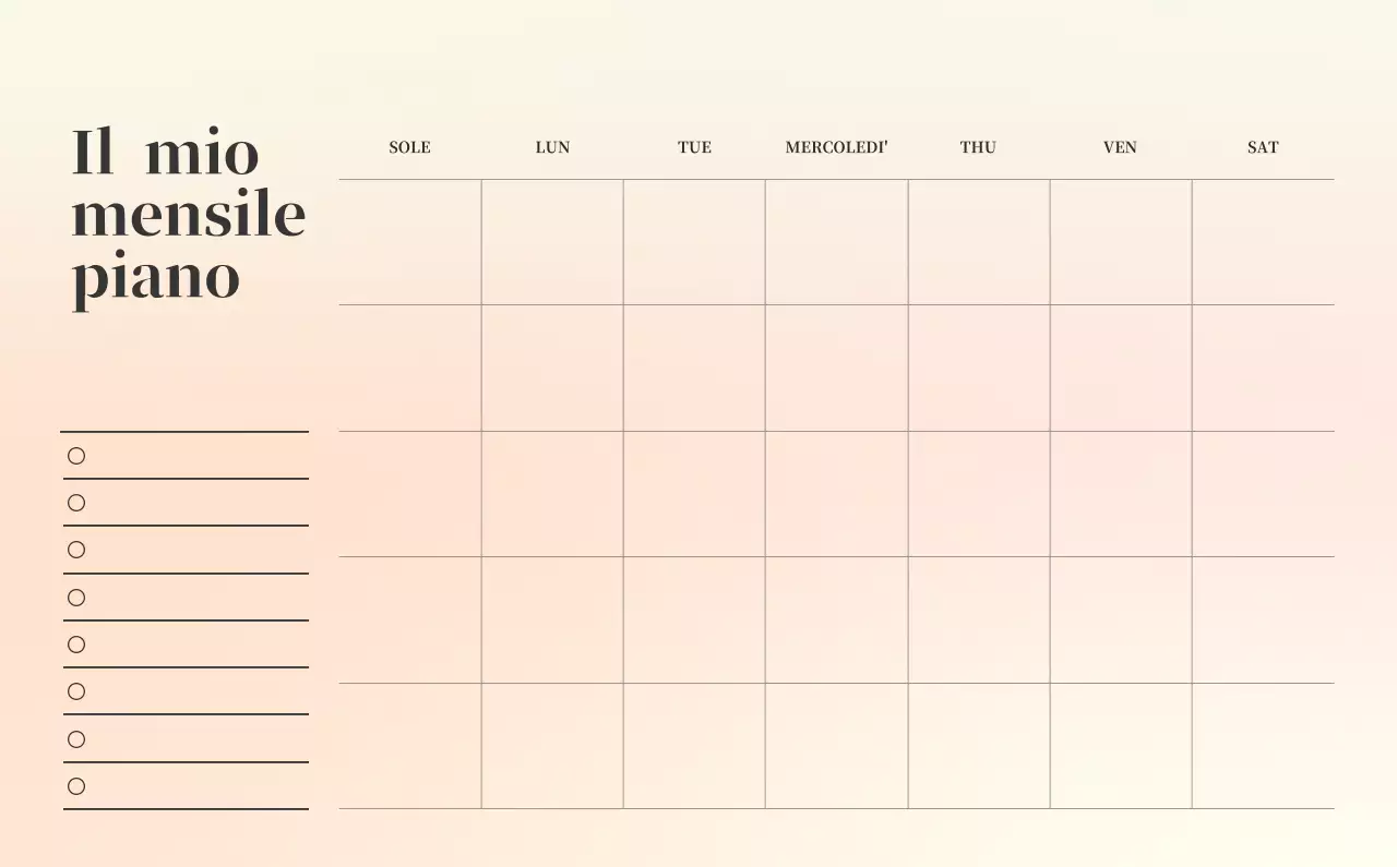 Calendario minimalista a gradi