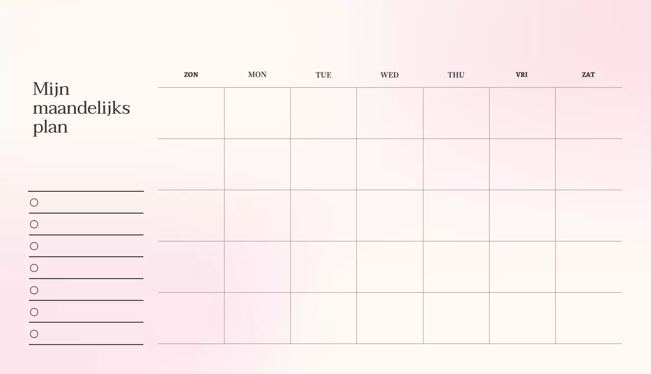 Minimalistische kalender met kleurverloop