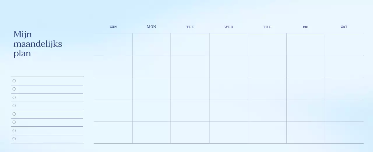 Minimalistische kalender met kleurverloop
