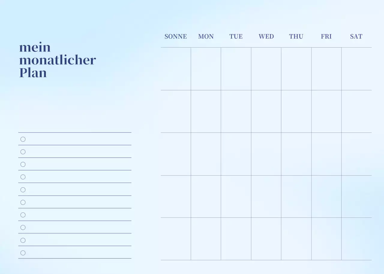 Minimalistischer Kalender mit Farbverlauf
