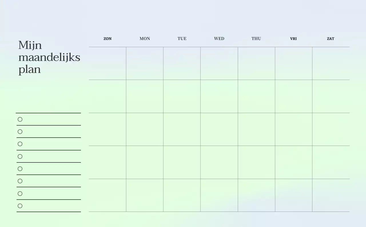 Minimalistische kalender met kleurverloop